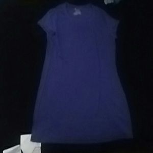 A short sleeve purple shirt.